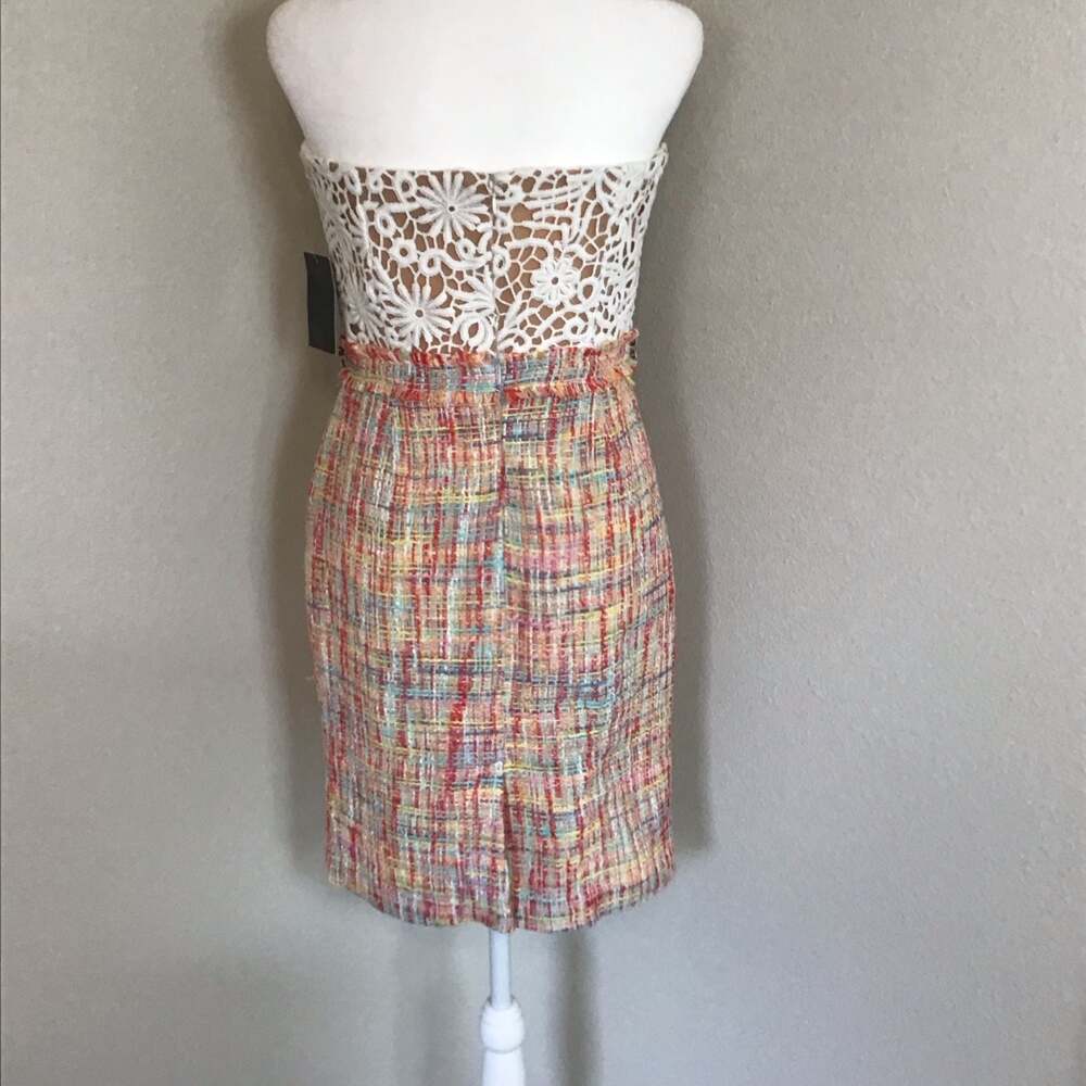 Boston Proper Embellished Crochet and Tweed Sheath Dress Size 4 - Picture 3 of 13